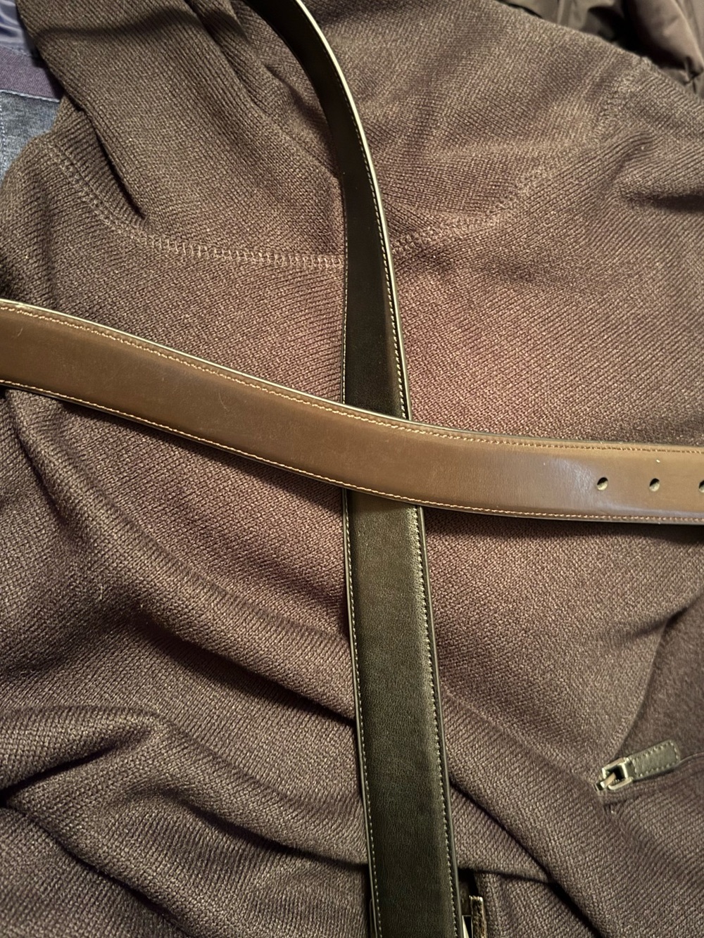 Dockers Black and Chocolate Brown Reversible Men's Belt with Silver Buckle - Picture 3 of 5